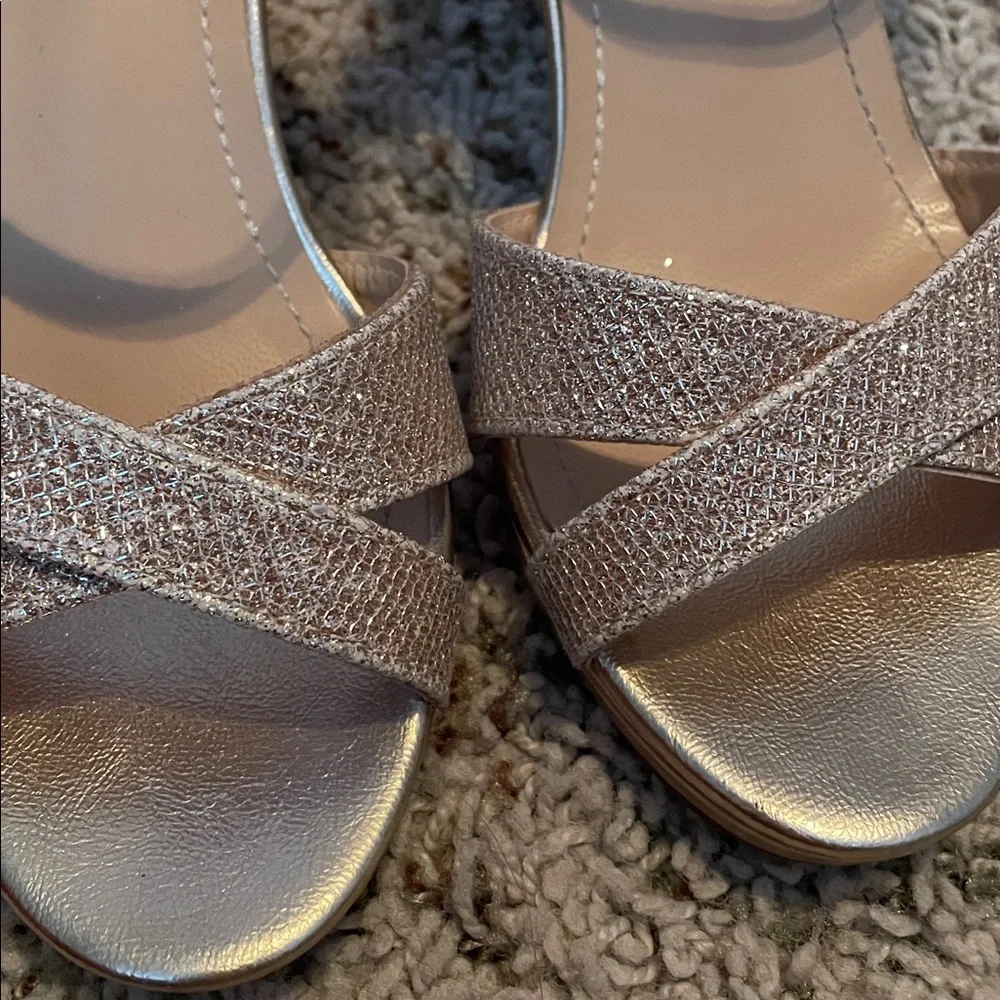 Dream Pairs Rose Gold Champagne Glitter  Block Shiny Heel 2"‎ Shoes Sz 7 - Picture 7 of 8